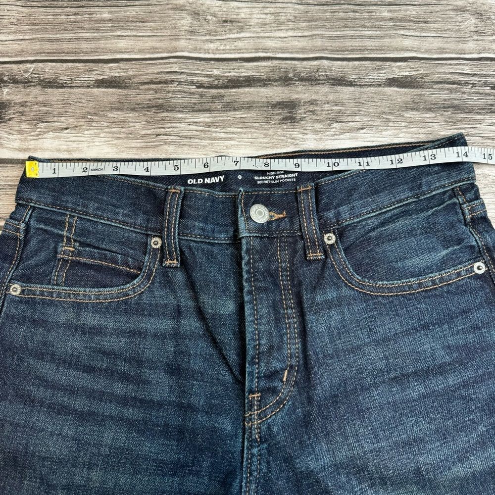 Old Navy High Rise Slouchy Straight Crop Jeans Dark Blue 0 NWT - Picture 10 of 12